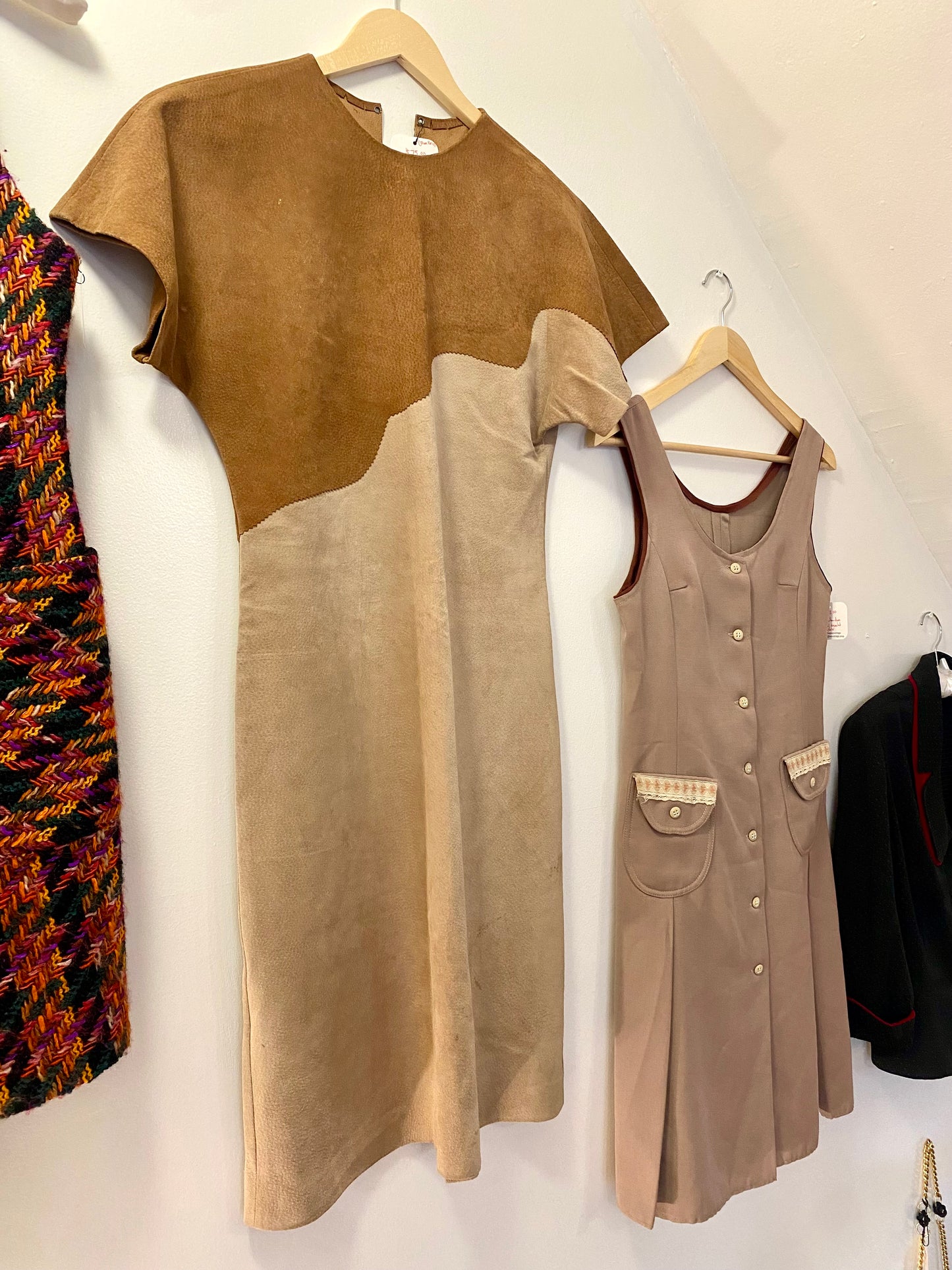 1980s BROWN SUEDE DRESS