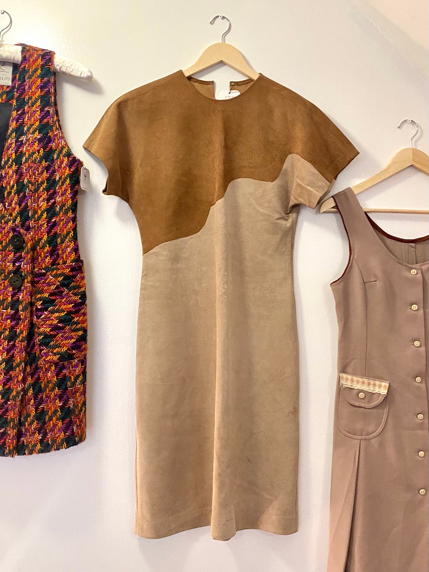 1980s BROWN SUEDE DRESS