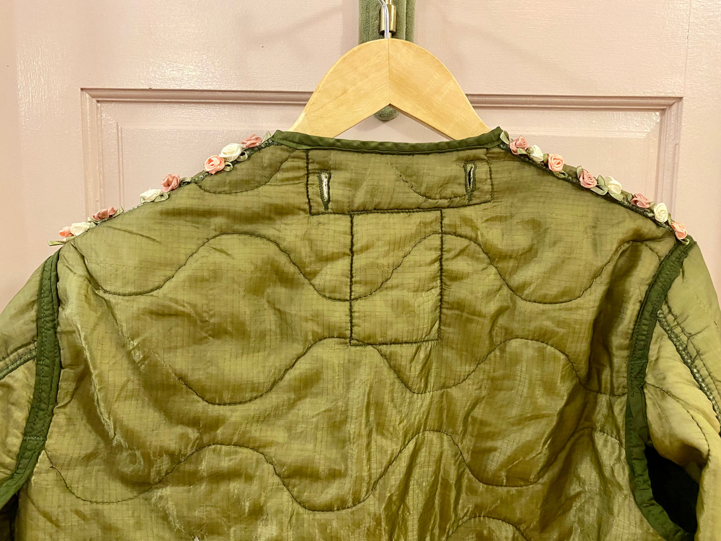 VINTAGE ARMY JACKET W/ FLORAL DETAIL