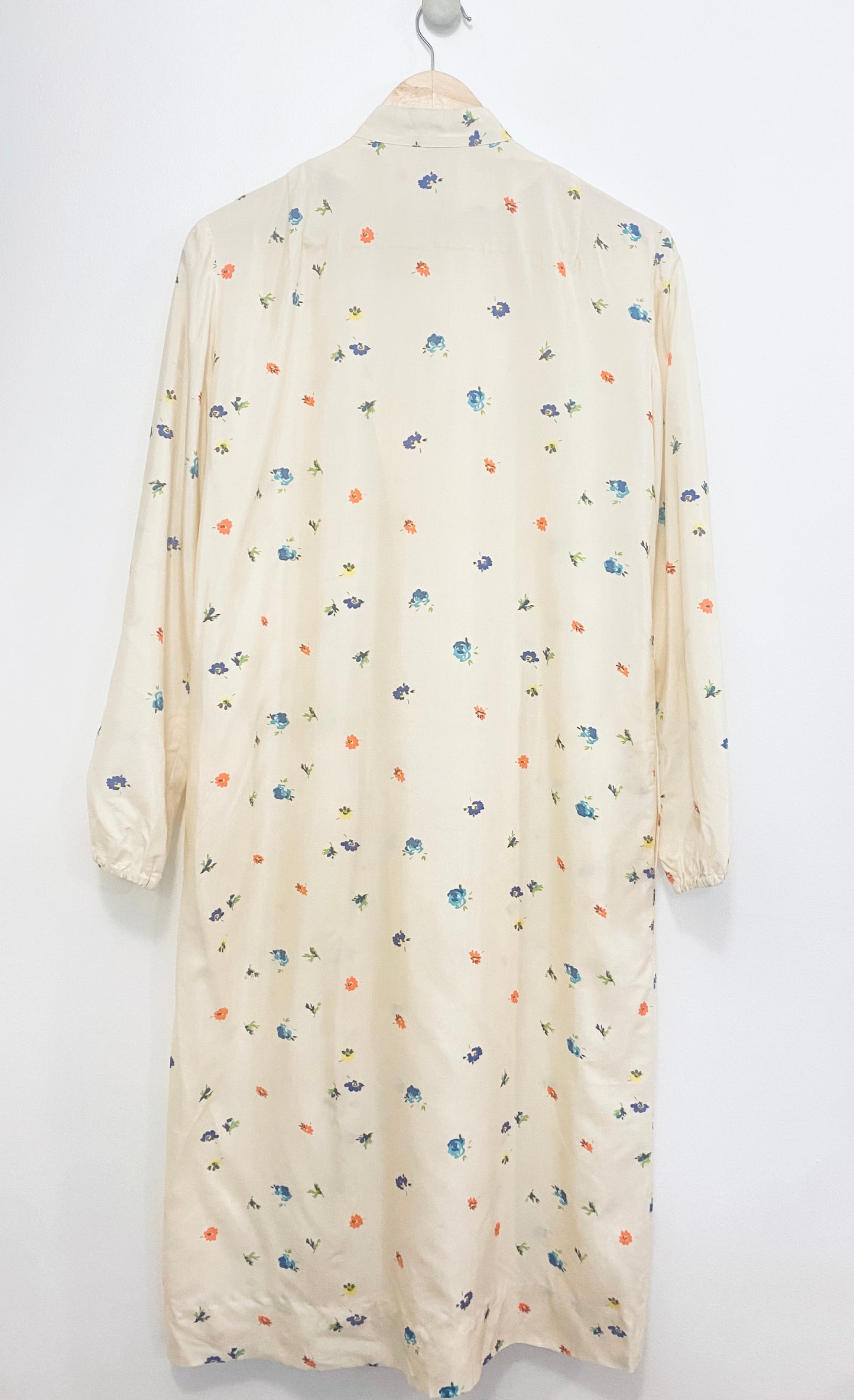 1970s CASI SILK LONG PLEATED FLORAL PRINT DRESS