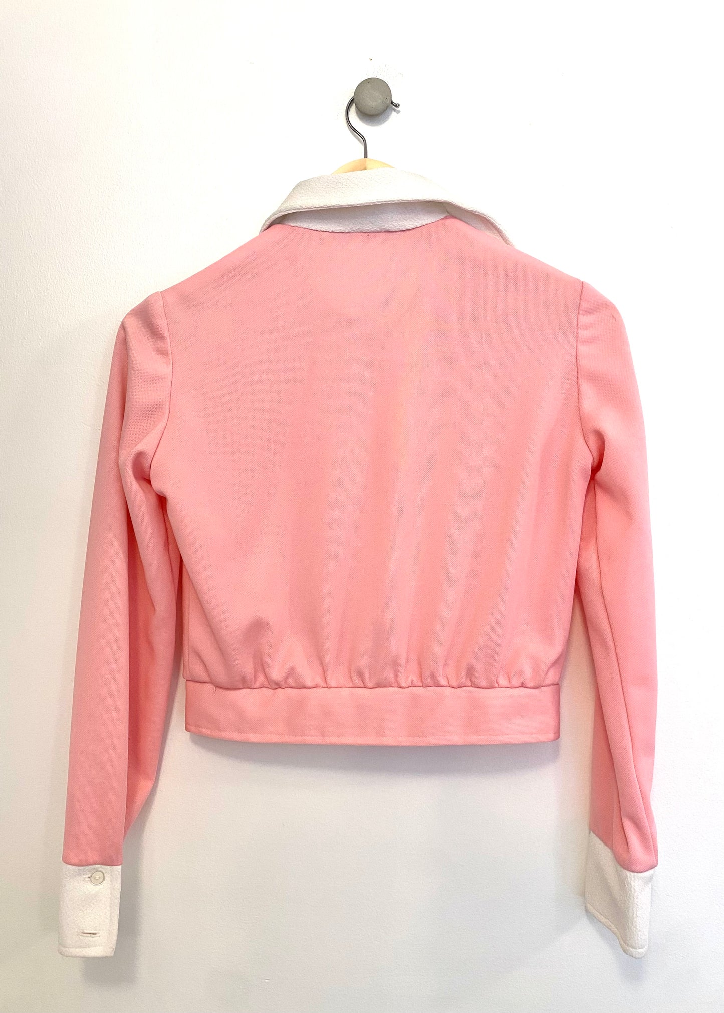 Vintage 1970s pink blouse with white cuff/collar