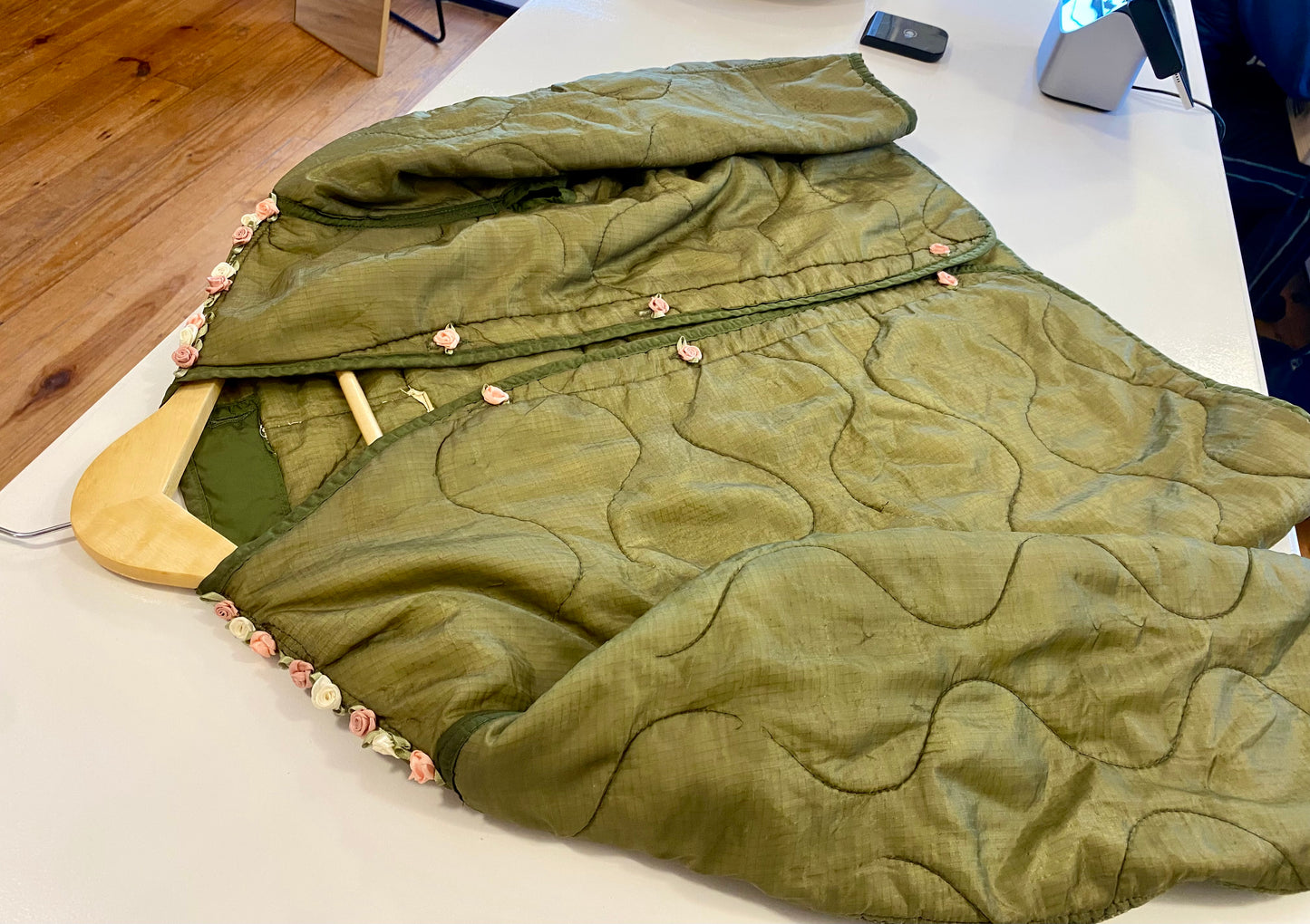 VINTAGE ARMY JACKET W/ FLORAL DETAIL