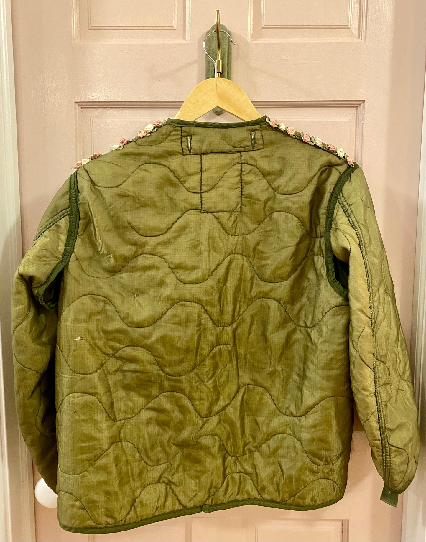 VINTAGE ARMY JACKET W/ FLORAL DETAIL