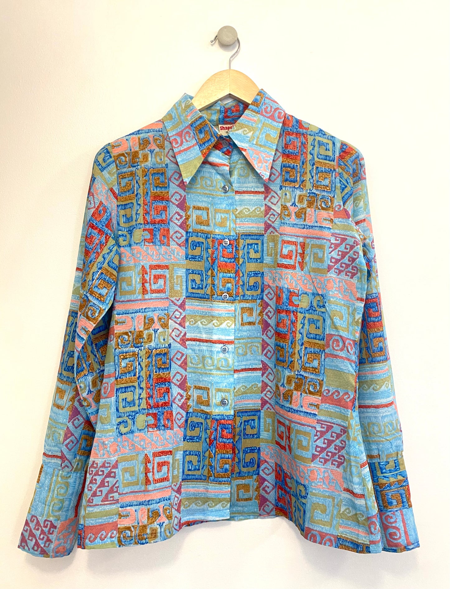 1970s ABSTRACT FLORAL LS SHIRT