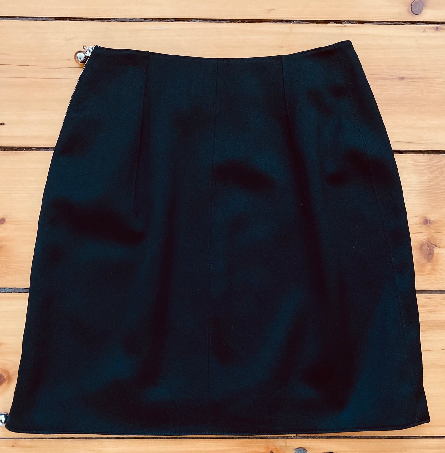 CLAUDE MONTANA, 1980s BLACK SIDE ZIPPED SKIRT