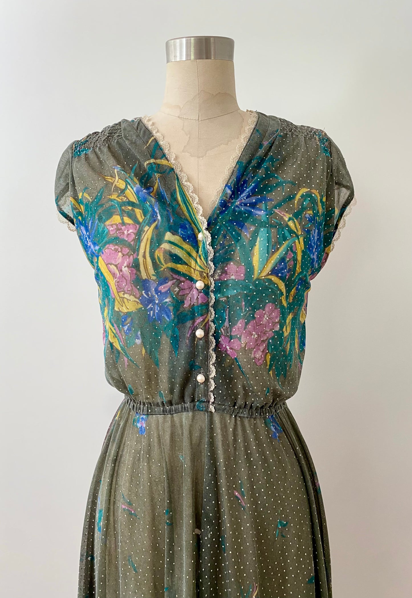 OLGA DE POLGA, VINTAGE PRINTED SS DRESS