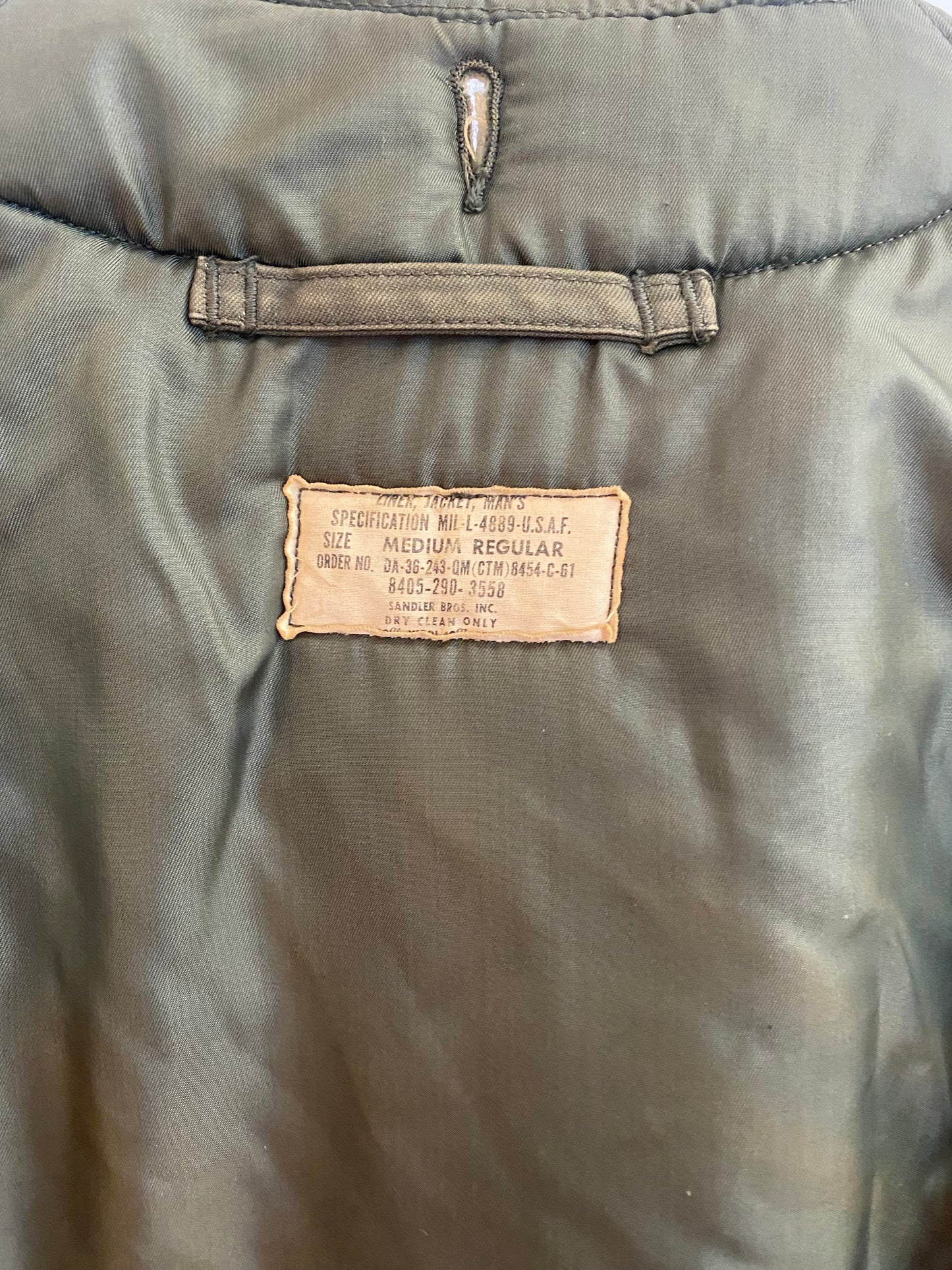 Army Liner Jacket w/ Floral Fasteners