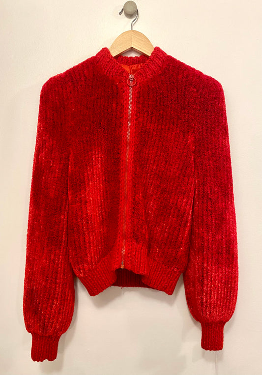 Vintage 1970s Red Chenille Jacket